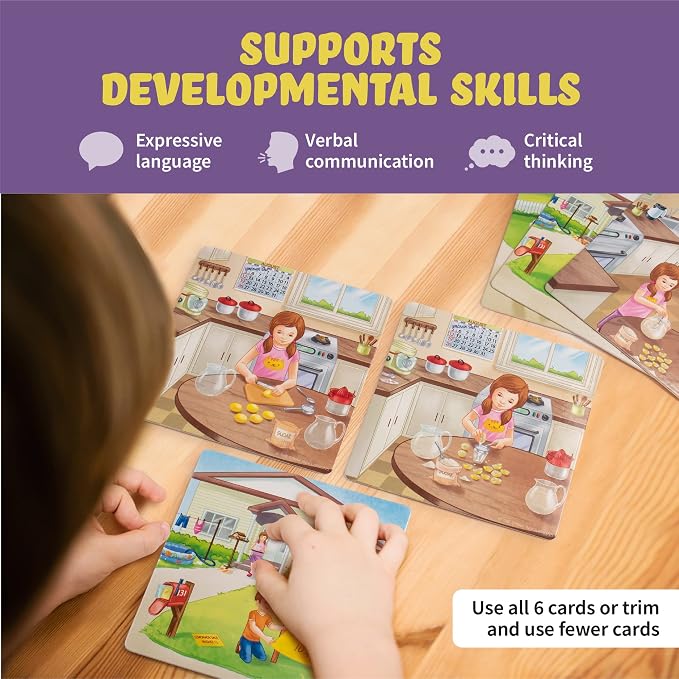 SPARK INNOVATIONS Sequencing and Storytelling Cards, Speech Therapy Game, Special Education Materials, Sentence Building, Problem Solving, English Language Learners (Sequence Cards 1 and 2 Combo) - Image 5