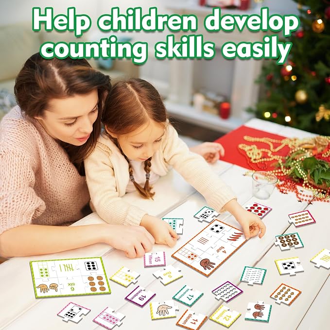 Kasfalci Number Puzzle Flash Cards, Back to School Supplies, 80 PCS Counting Math Flashcards for Kids Toddler, Matching Games, Preschool Kindergarten Activities Classroom Must Haves - Image 3