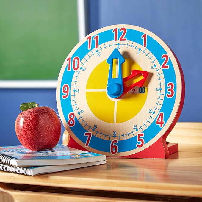 Melissa & Doug Turn & Tell Wooden Clock - Educational Toy with 12+ Reversible Time Cards - Image 9