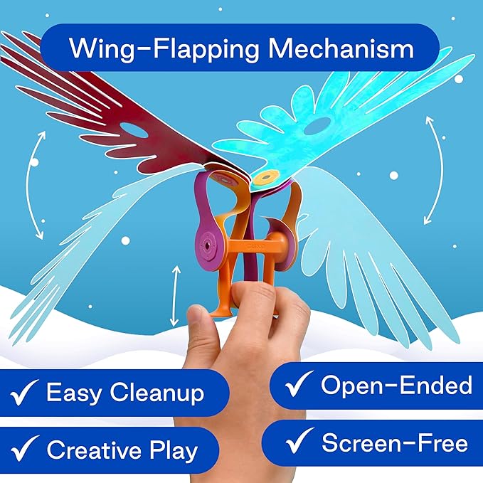 Clixo Tropical Birds Pack - Magnetic STEAM Building Toy Set with Custom Wing-Flapping Mechanism for Creative Play, Ages 6+