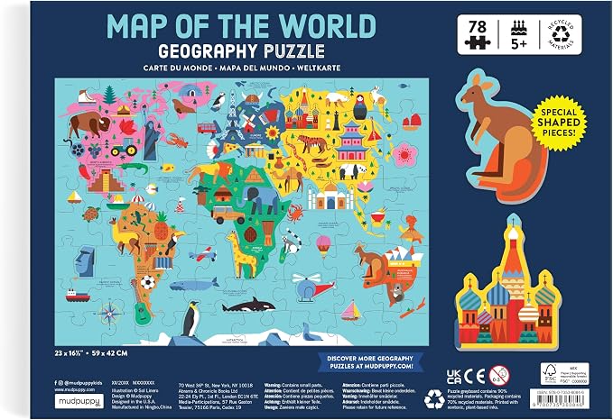 Mudpuppy - Map of the World 78 Piece Geographic Puzzle for Kids - Image 5