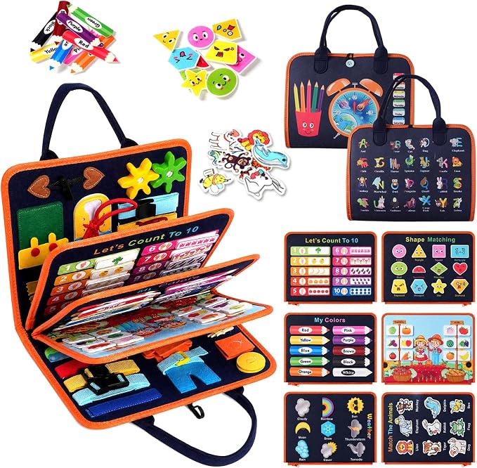 Teefrye Toddlers Busy Board Montessori Toys for Boy Learning Activity Book by Teefrye