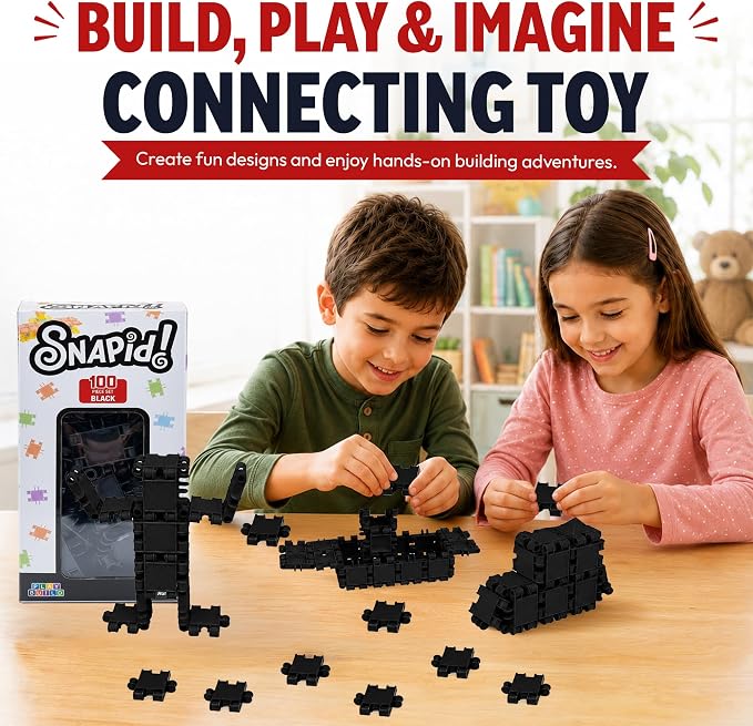 100 Piece Black Snap Connecting Building Toy Set for Kids - Image 4