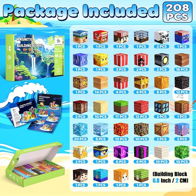 208PCS Magnetic Blocks, Building Cubes, Boys Kids Gifts Toys - Image 2