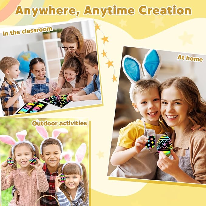 ZMLM Rainbow Scratch Easter Gifts: 2 Pack Rainbow Scratch Notebooks Easter Basket Stuffers Art Crafts for Kids Girls Boys 3 4 5 6 7 8 9 10 11 12 Years Old Birthday Toys Art Supplies Paper