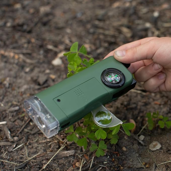 Carson X-Scope Kids 7 Function Multi Purpose Optical Pocket Tool with 30x Microscope, 8x Telescope, 9x Fold-Out Magnifier, Flashlight, Signal Whistle, Directional Compass and Digital Clock (CP-11) - Image 6