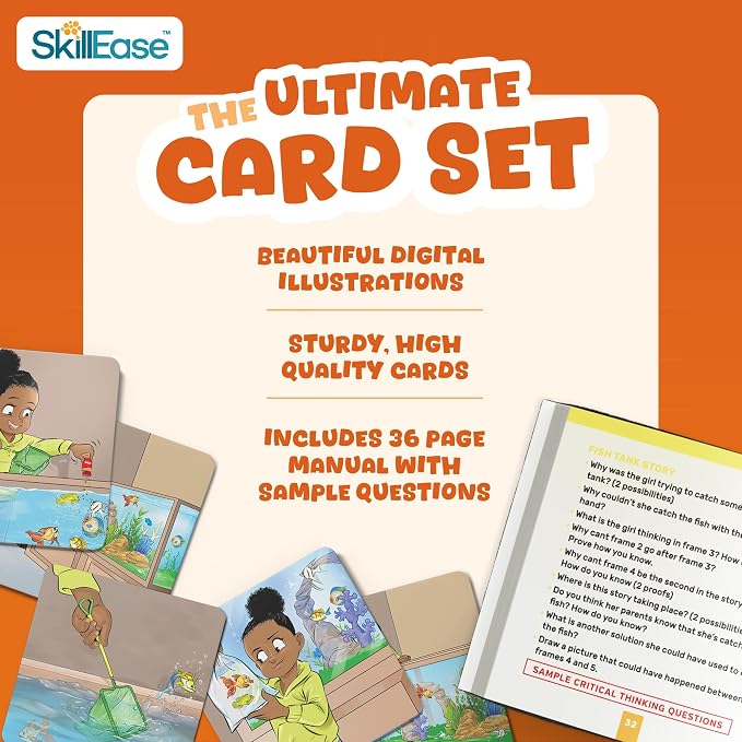 SkillEase Story Cues Skilled Sequencing Cards, Speech Therapy Materials, Social Skills Game, English Language Learners Games, Storytelling Cards, Sentence Building and Picture Cards (Story Cues 2) - Image 5