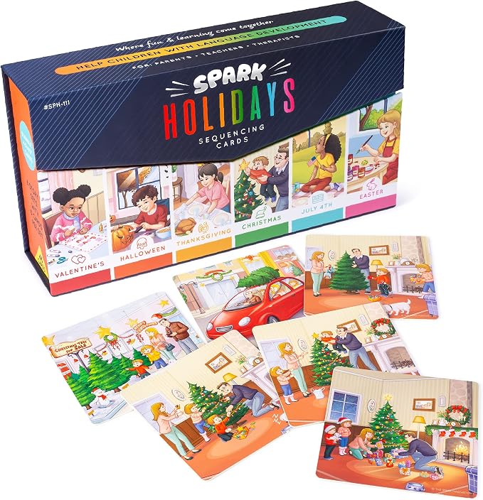 SPARK INNOVATIONS Holiday Tell A Story Cards, Sequencing Game, Speech Therapy Materials, Autism Game, ABA Therapy Materials, Social Skills Games, ESL, ELL by SPARKINNOVATIONS
