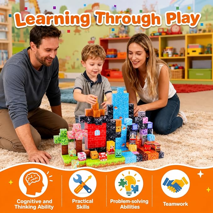 208PCS Magnetic Building Blocks Set for Kids Ages 3-8, 0.8in Magnetic Cubes STEM Construction Toy, 3D Magnet Building Blocks for Boys Girls, Birthday - Image 2
