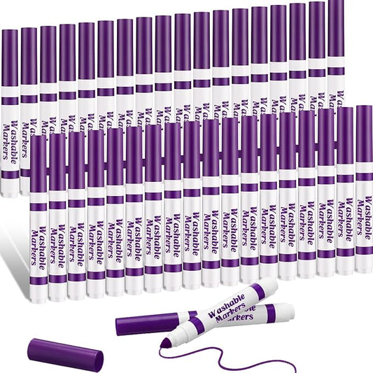 Janlaugh 36 Pcs Purple Washable Markers Bulk Coloring Broad Line Markers for Kids Conical Tip Drawing Pen for Christmas, School Supplies, Travel Art Baby Shower Gender Reveal Party Supplies, Ages 6+