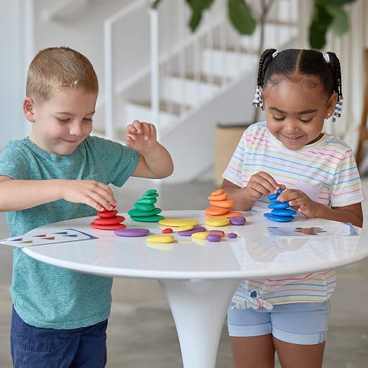 Rainbow Pebbles, Set of 36, Sorting and Stacking Stones - Image 2