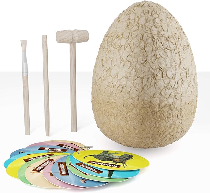Dan&Darci Jumbo Dino Easter Egg - Unearth 12 Unique Large Surprise Dinosaurs in One Giant Filled Egg -Easter Gifts for Kids - Discover Dinosaur Archaeology Science STEM Crafts Gifts for Boys & Girls - Image 3