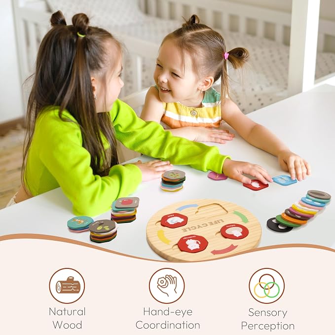 Woodtoe Life Cycle Toys, 12 Themes Montessori Science Toys for Kid Ages 3-6 - Image 6