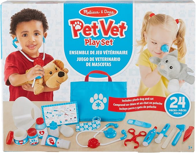 Melissa & Doug Examine and Treat Pet Vet Play Set, 24-Piece Animal Doctor Playset with Dog & Cat Plushies, Pet Doctor Kit & Accessories, Preschool Toys for Girls & Boys Ages 3+ - Image 9