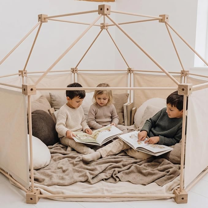 Little Genius Wooden Fort Building Kit for Kids – 68 PCS Beech Wood Fort Builder | Fort Building Kit for Kids 4-8 & 8-12 | STEM Indoor Fort Kit | Build a Fort | Includes Storage Bag & Assembly Book - Image 2