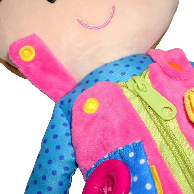 June Garden 15.5" Dressy Friends Belle - Educational Stuffed Plush Doll for Kids and Toddlers 2 Years and Up - Montessori Buckle Soft Toy - Image 8