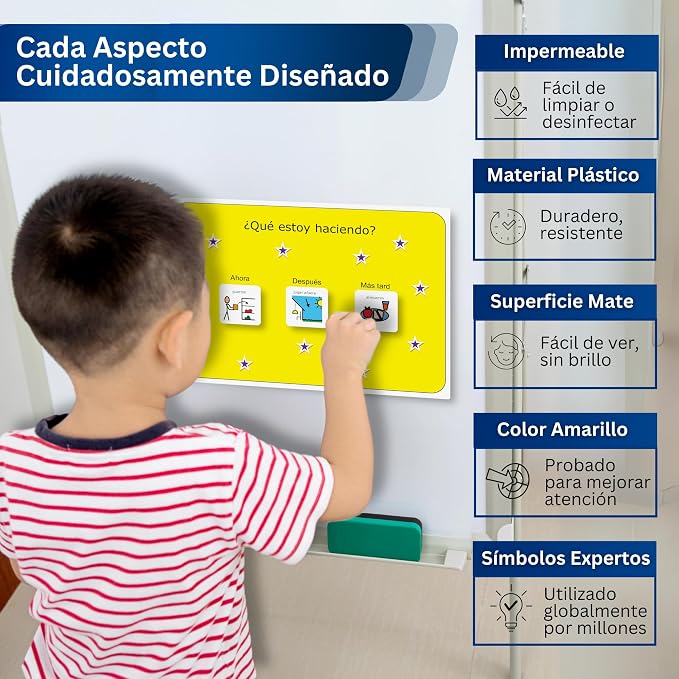First Then Visual Schedule for Kids –Premium Durable Plastic –32 Communication Cards –Autism Learning Materials –Special Education Classroom (Spanish) - Image 3