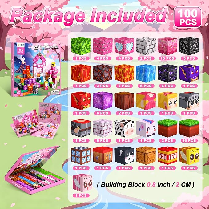 100PCS Magnetic Blocks for Girls, Building Cubes for Kids Gifts Toys - Image 2
