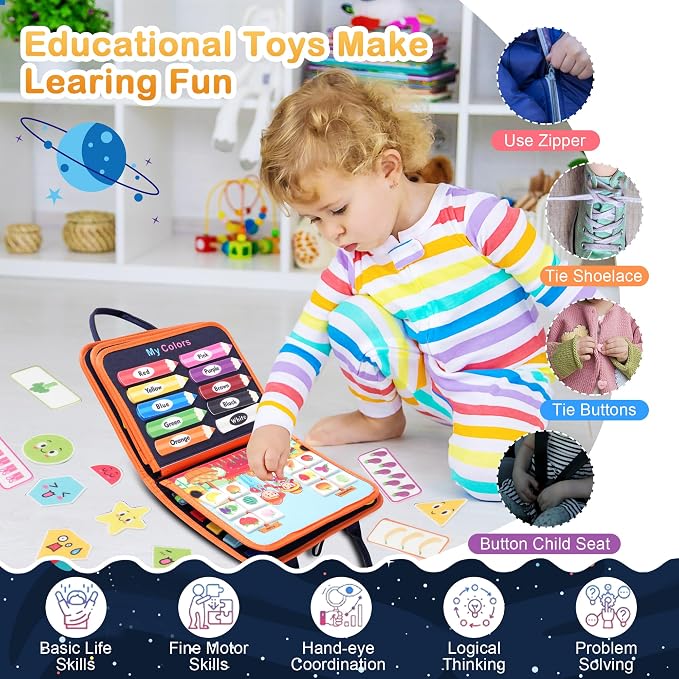 Teefrye Toddlers Busy Board Montessori Toys for Boy Learning Activity Book - Image 5
