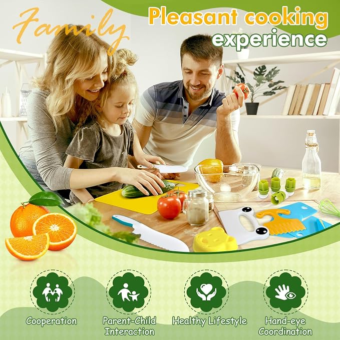 17 Pcs Kids Knife Set for Real Cooking Safe Kitchen Tools for Ages 4+ - Image 4