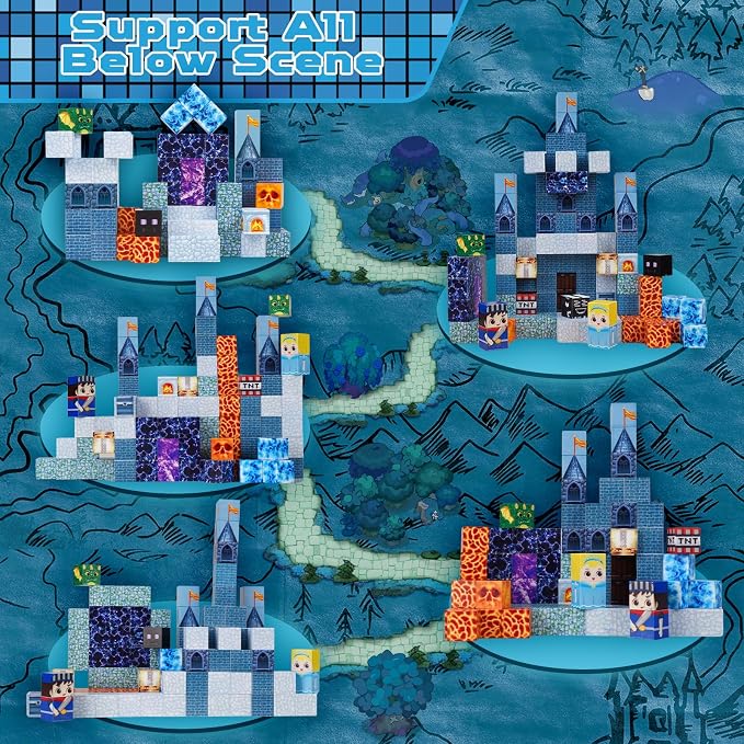 ToyUnited 100PCS Magnetic Blocks - Magnet Building Blocks, Stacking Magents Cubes Toys Blue Castle Set, STEM Montessori Sensory Toys for Kids Boys and Girls Ages 3 4 5 6 7 8 9 10+ Birthday Gifts - Image 3