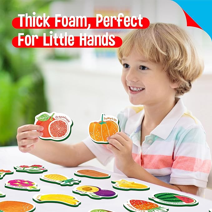 35 PCS Fruit & Vegetable Magnets, Adorable Magnetic Fruits Veggies Thick Foam Fridge Magnets Cute Educational Learning Toys for Toddles Kids - Image 5