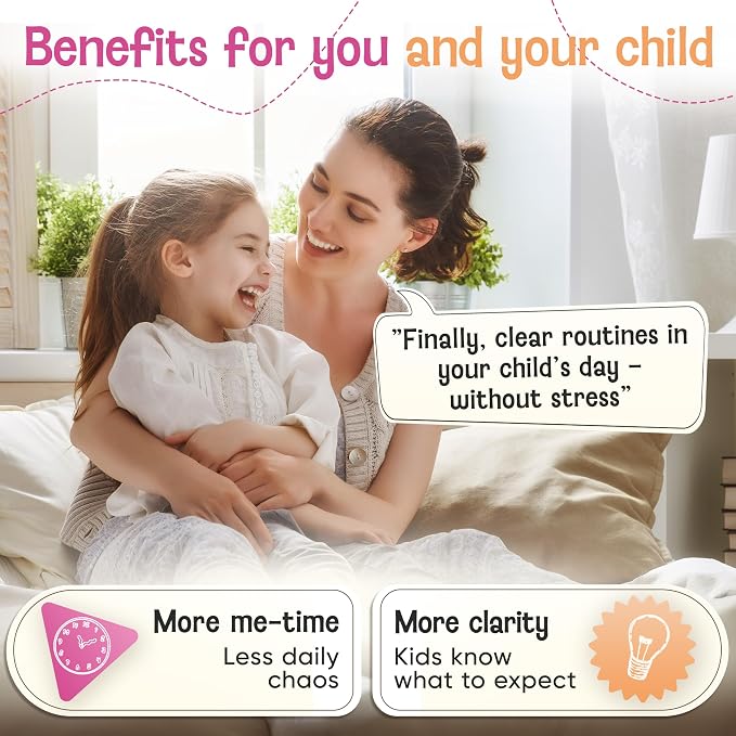 LIKARTO Visual Schedule for Kids - 2-in-1 Weekly + Daily Schedule - Magnetic Schedule with 188 Magnets and Magnetic Backing - Chore Chart Kids - Routine Chart for Toddlers, Autism, ADHD - Pink - Image 4