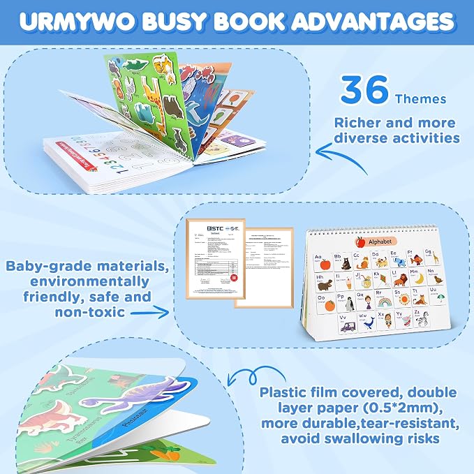 URMYWO My Preschool Busy Book for Toddlers 3-5, 36 Learning Activities - Image 4