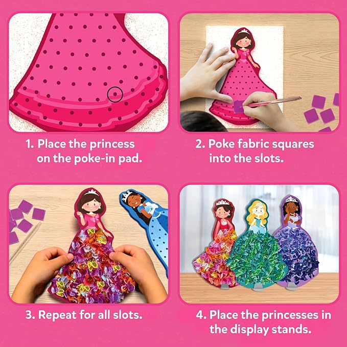 Skillmatics Poke-in Art - Magical Princesses, Mess-Free Fun for Kids, DIY Wood Craft Kits, Creative Activity, Gifts for Girls & Boys Ages 4, 5, 6, 7, 8, 9