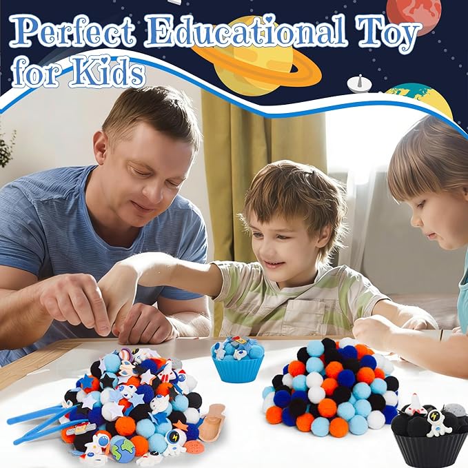 236pcs Space Sensory Bin Filler Fine Motor Toys Astronaut Spaceship Sensory Bin Items Astronauts Saturn Moon Mars Earth Rocket Planet Satellite Space Shuttle Stars for Preschool Education Activities - Image 6