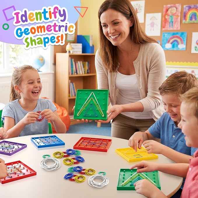 6 Pack Double-Sided Geoboard Math Preschool Classroom Manipulative for Kids - Image 3