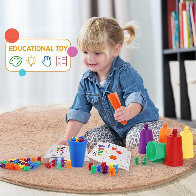 Bmag Counting Bears with Matching Sorting Cups, Preschool Learning Toys Color Recognition and Math Learning Games, STEM Educational Toy Gift for Kids Age 3 4 5 Year Old Boys Girls - Image 4