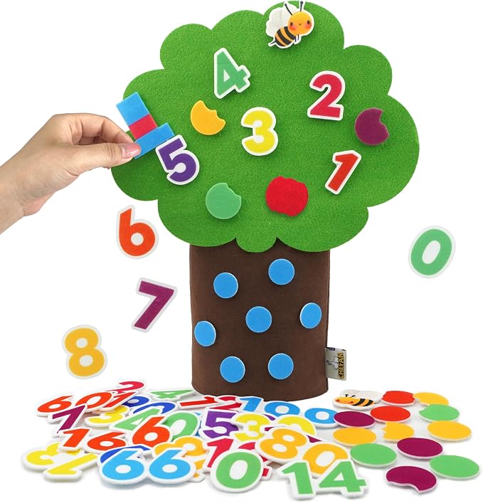 CHEFAN Felt Number Tree for Toddlers, Freestanding Counting Math Game with Numbers 0-19, Tens Numbers and Number Recognition Activities, Preschool Classroom Homeschool Learning Toy by CHEFAN