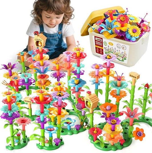 Flower Garden Building Toys for Girls, Educational Activity Preschool Birthday Gifts for 3 4 5 Year Old Girls, Toddler Building Stem Toys for Kids Toddlers Ages 3-5