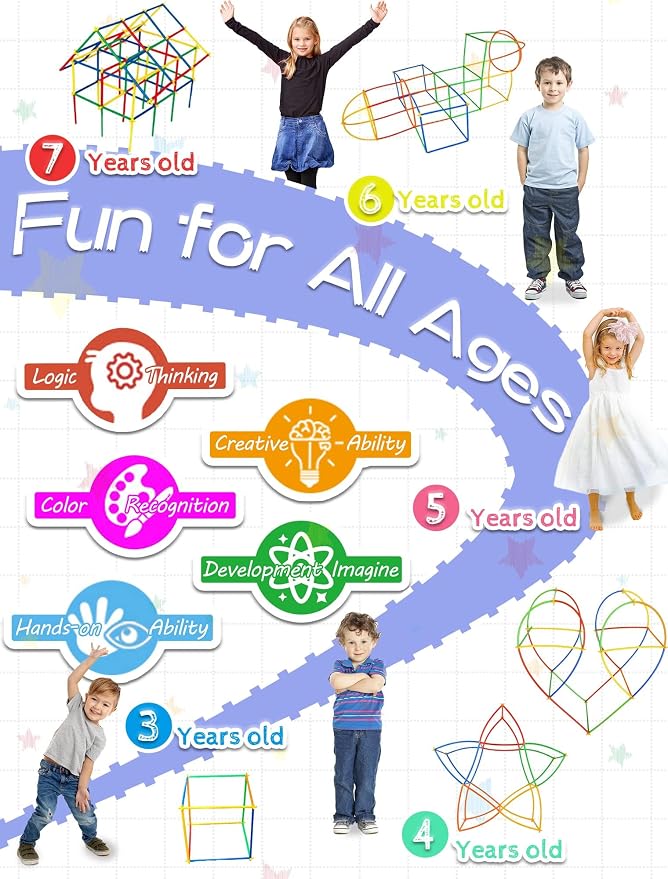 600PCS STEM Building Toys, Straw Constructor Toys Up Grade Engineering Building Sets for Kids Develops Motor Skills and Logic Thinking, Fun Educational Toy Great for Gift - Image 3