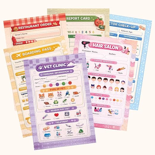 Risekallpa Play Pretend Notepads for Kids, Playtime Notepads 6 Pack 4x6in by Unknown