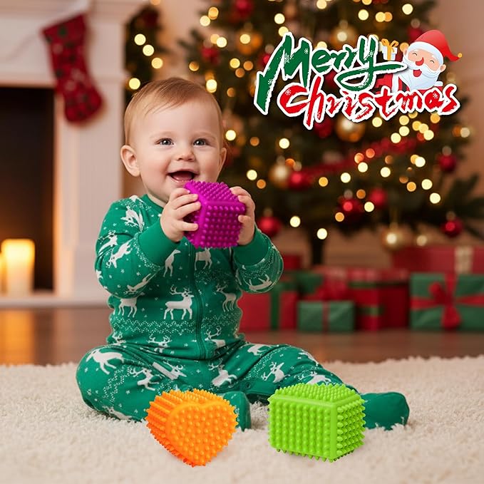 Spiky Baby Balls Soft Textured Teething Toys for Babies 6–12 Months, Tactile Sensory Balls for Learning & Grasping – Montessori Development Toys for Infants & Toddlers