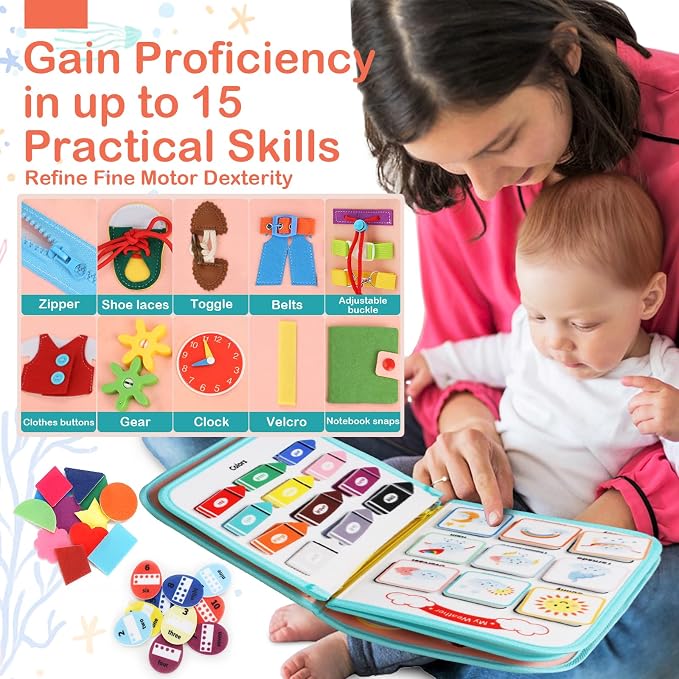 Teefrye Toddlers Busy Board Montessori Toys for Old 1-3 Year Girl Busy Book - Image 3