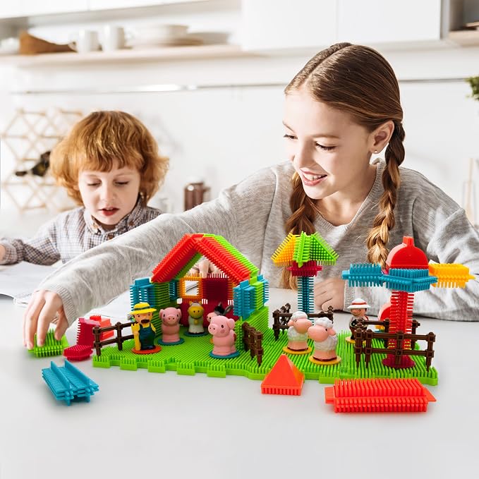 PicassoTiles PTB100 100pcs Hedgehog Shape 3D Building Blocks Tiles Farm Theme Set Learning Playset STEM Toy Set Educational Kit Child Branin Development Preschool Kindergarten Toy - Image 2