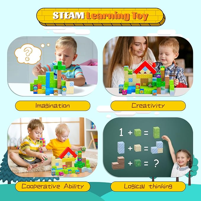 SKTMYY Magnetic Blocks-120pcs Game Magnetic Building Blocks for Kids Ages 4-8, STEM Sensory Magnet Blocks Cubes Toys for Toddlers Boys & Girls - Image 2