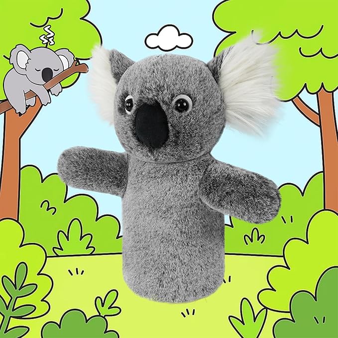 Soft Animal Puppet Educational Toy for Imaginative Play Fabric Story Time Adult Hands Fit Classroom Activity Cute Stuffed Wildlife Koala Puppet