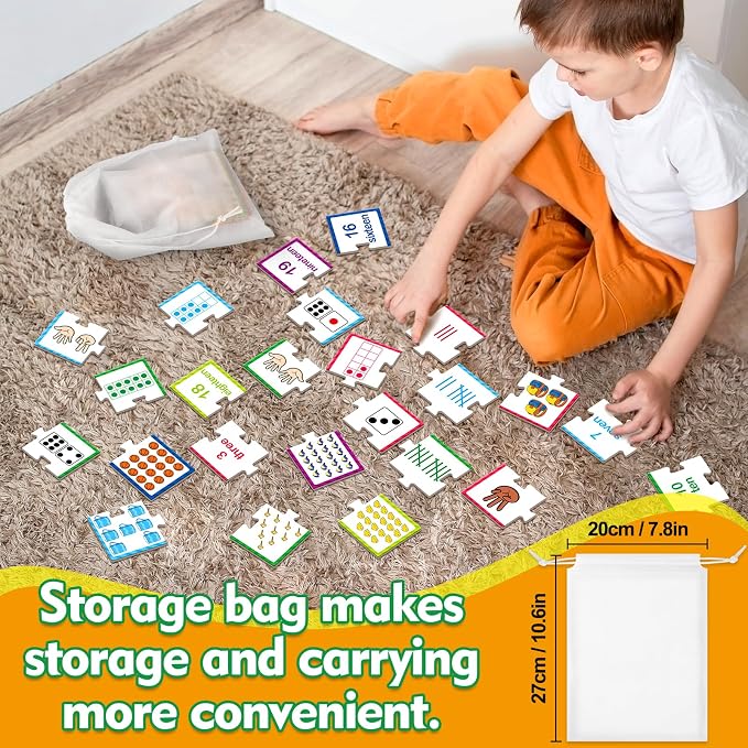 Kasfalci Number Puzzle Flash Cards, Back to School Supplies, 80 PCS Counting Math Flashcards for Kids Toddler, Matching Games, Preschool Kindergarten Activities Classroom Must Haves - Image 6