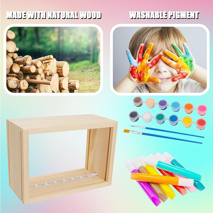 FTBox Unicorn Mermaid DIY Night Light Painting Kit - Wood Arts and Crafts Kits for Girls Age 4-6-8-12, Kids Paint Craft Kits, Creative Painting Gifts for Girls