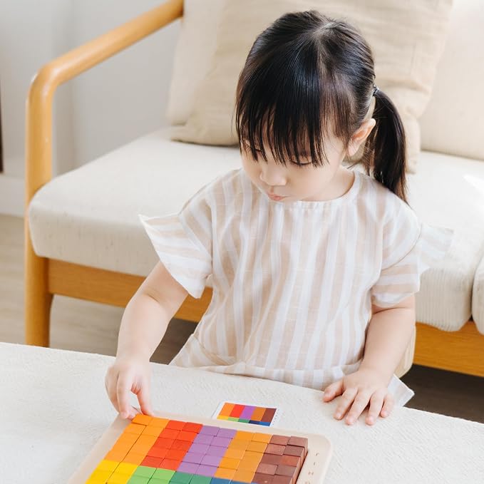 PlanToys® 100 Counting Cubes Wooden Montessori Math & Sorting Set for Kids - Image 8