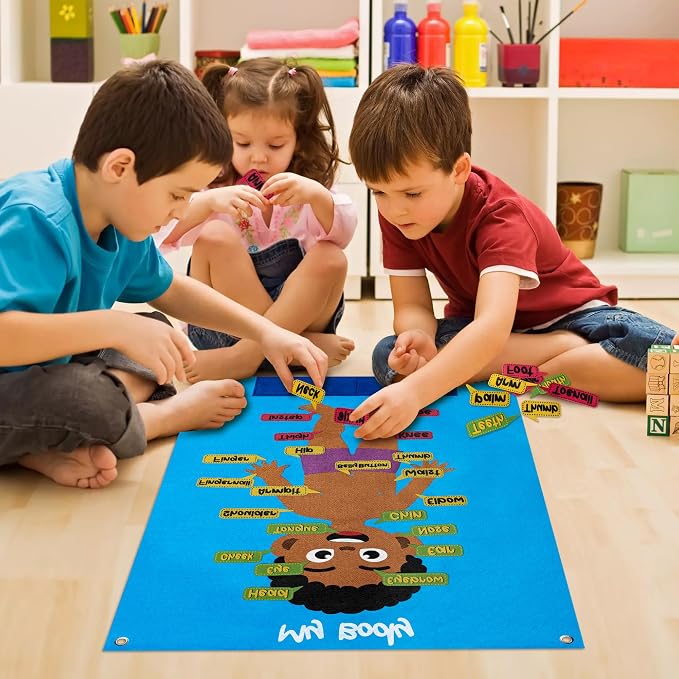 WATINC Body Parts Felt Story Board Set - 35Pcs Flannel Teaching Kit (Brown) - Image 5
