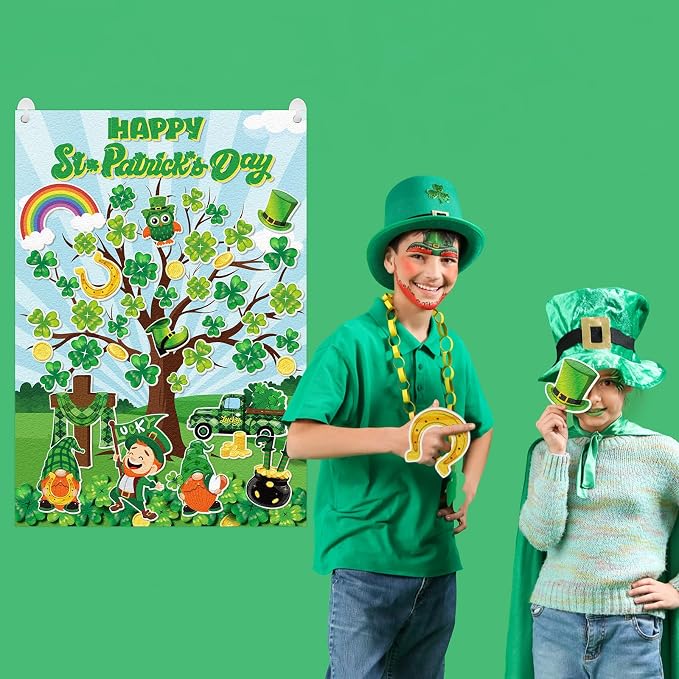 Cinrobiye St. Patrick’s Day Shamrock Felt Tree Bulletin Board Kit, Seasonal Decorative Felt Display Set for Classroom, Church and Home Holiday Decoration, Reusable Wall & Bulletin Board Decor - Image 6