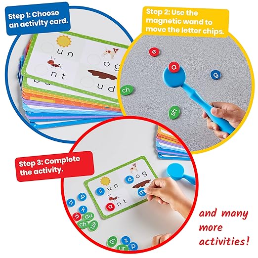 hand2mind Reading Readiness Activity Set, Magnetic Wands and Chip Set, Learn to Spell for Kids, Spelling Toys, CVC Words for Kindergarten, Learning Letters, Science of Reading Manipulatives - Image 4