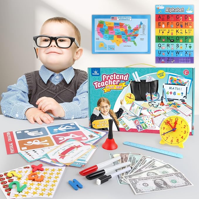 wookidel Pretend Play Teacher Set for Kids, Pretend Play Toy School Stuff - Image 7