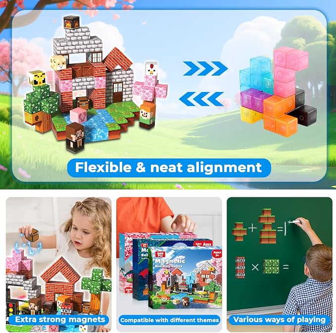 200 PCS Magnetic Blocks - Magnetic Building Blocks Cubes, Magnet Toys for Kids Age 3+, Toy Building Set for Kids, Magnets Stacking Construction Birthday Gifts for Boys Girls Age 4-8, 8-12 - Image 5