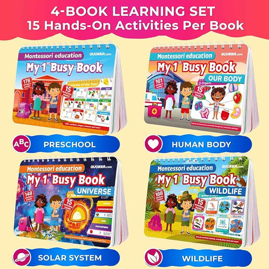 Montessori Busy Book for Kids Ages 4-8 - 4 Velcro Toddler Busy Book 3-5 - Image 2